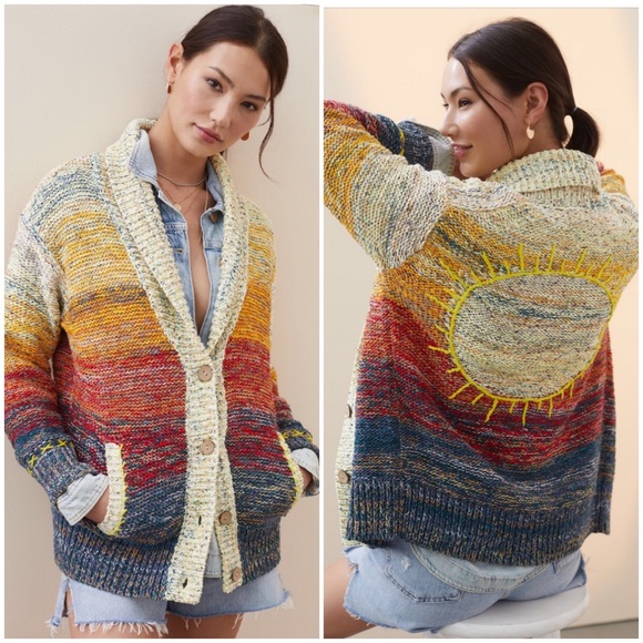 Pilcro Sunset Embroidered Cardigan 